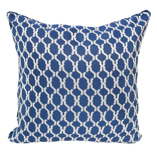 Jacquard Navy Catchy Silver Woven Geo Design line throw pillows